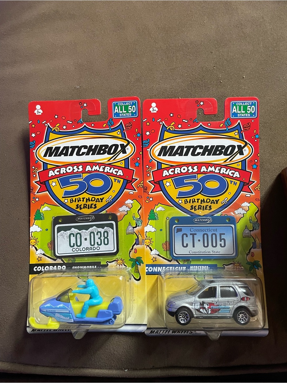 Matchbox Across America 50th Series Toy Snowmobile & SUV - Blue, Yellow & Silver